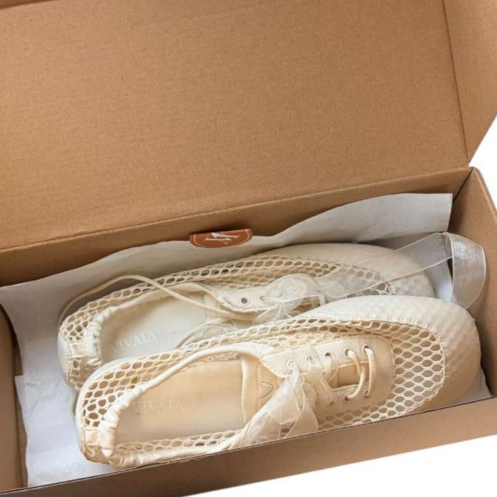 VIVAIA Cristina Sneakerina Square-Toe Lace-Up Mesh Ballet Flats Size EU37/US 6.5 - Picture 8 of 11